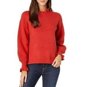 MADEWELL Womens Ruffle-Neck Pullover Sweater in Cotton-Merino Yarn Size XXS